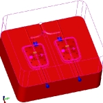 Four cavity injection mold producing lefts and rights