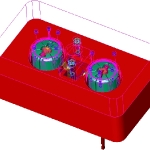 Two cavity injection mold with tiny lifters